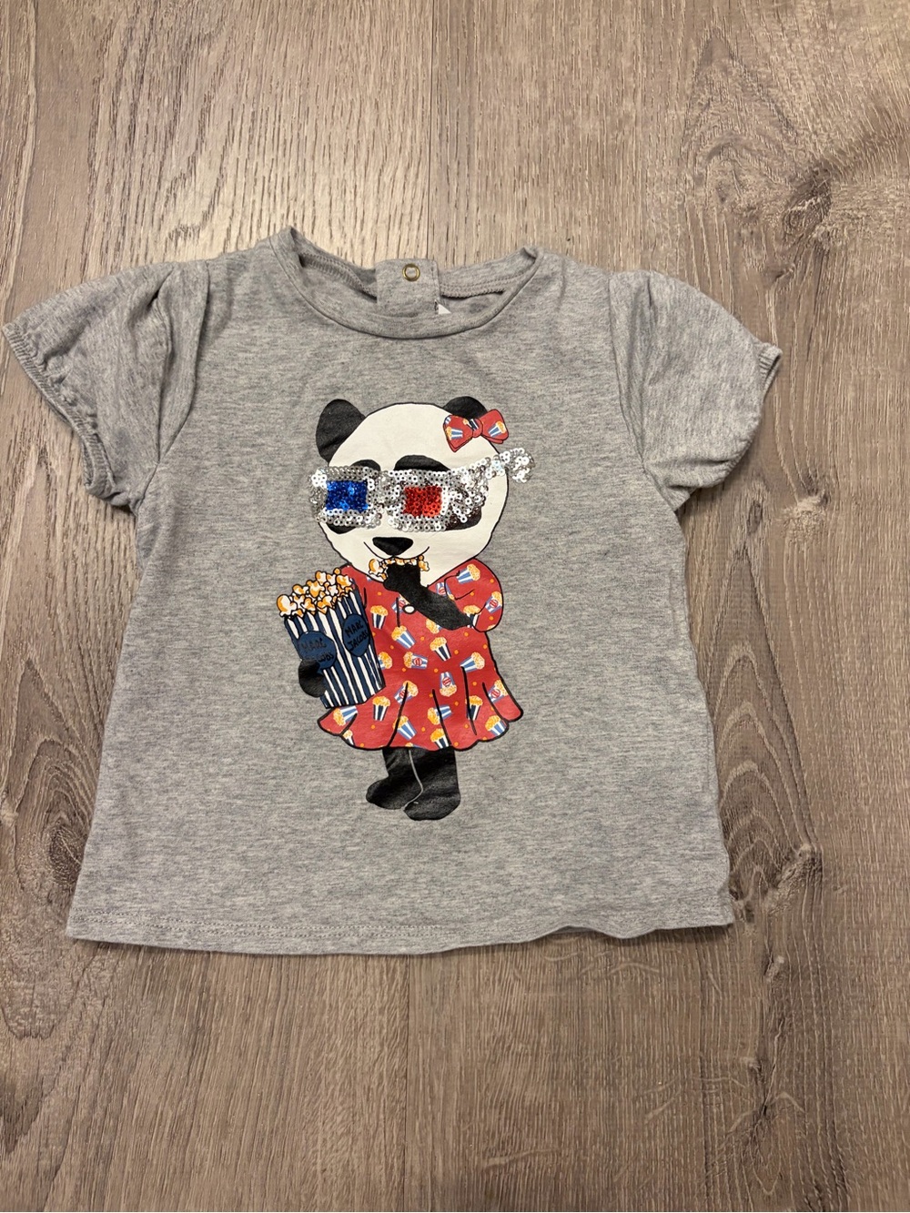 Girls' Little Marc Jacob's Gray Sequin Panda T-Shirt - 9 Months- Pre-owned